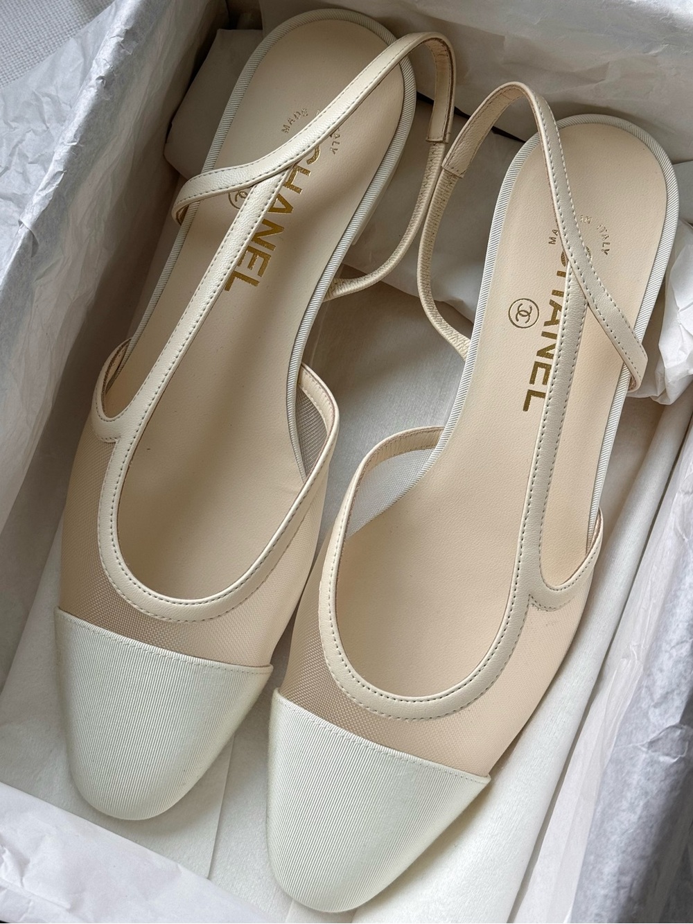 CHANEL mesh slingbacks